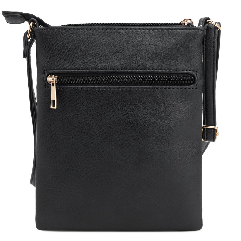 DELUXITY Crossbody Purse Bag Shoulder Bag Multi Pocket Zipper Purse | Black - Image 2